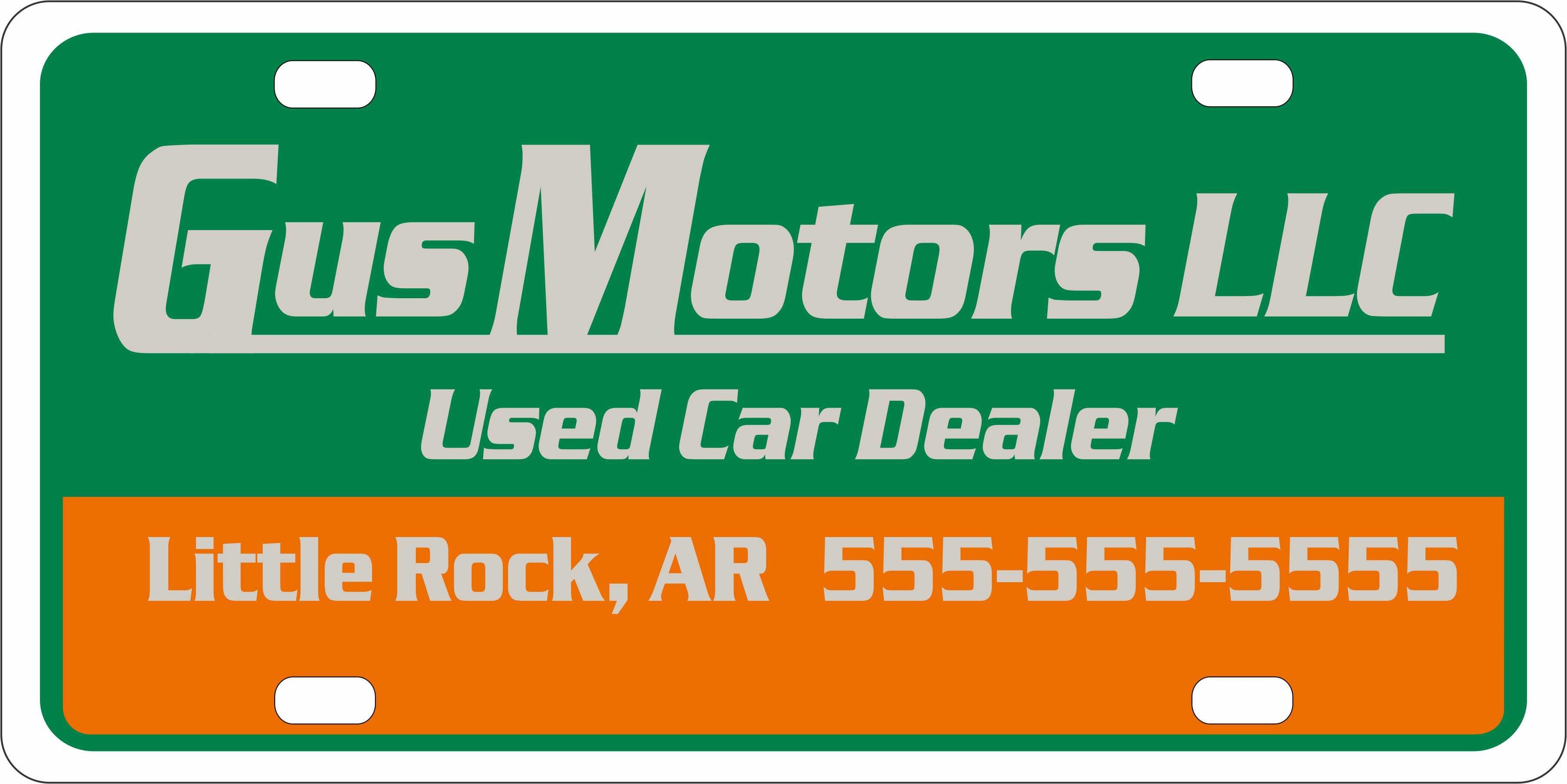 30 Gauge License Plate Insert - 2 Color
