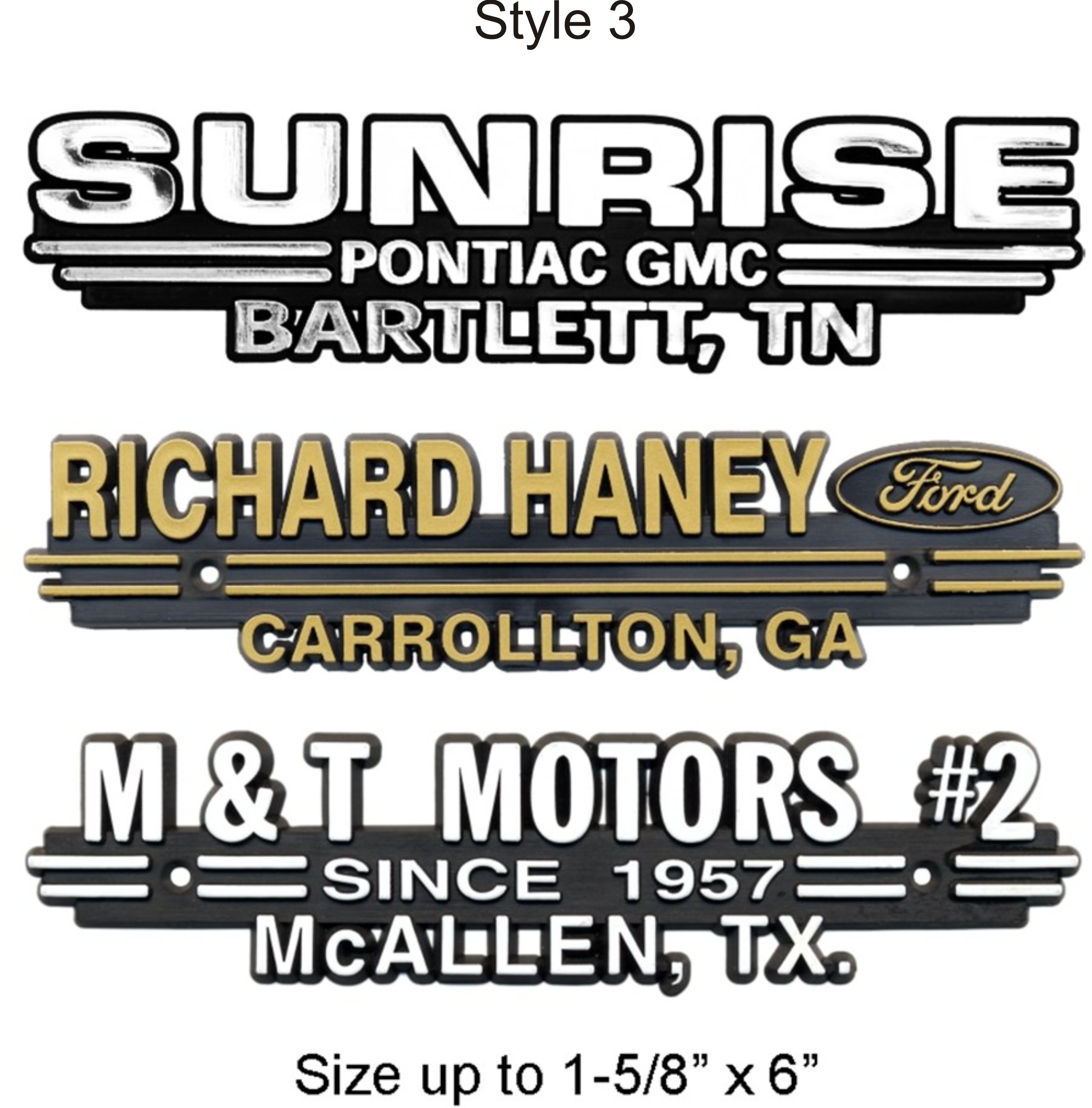 3-D Auto Nameplates